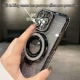 thumbnail image 2 of for iPhone 17 Magnetic Kickstand Case, [Compatible with Magsafe] Shockproof Cute Bling Glitter Diamond Rhinestone Ring Holder Camera Protector Soft Cover for Girl Woman for iPhone 17, Silver, 2 of 12