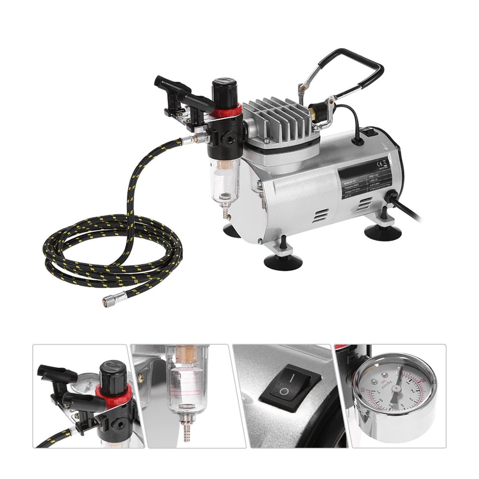 AC-18 Professional Air Compressor Set Electric Spray Gun Hobby Paint Spray Set Nail Art Sprayer with Braided Air Hose