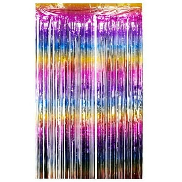 BERTDOMD Curtains Fringe Backdrop Colorful Foil Fringe Curtain Party Streamers Door Streamers Birthday Backdrop Birthday Backdrop