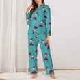 thumbnail image 2 of Pajama Sets for Women 2 Pcs, Coconut Palm Red Button Down Long Sleeve Sleepwear Lounge PJ Sets, 2 of 6