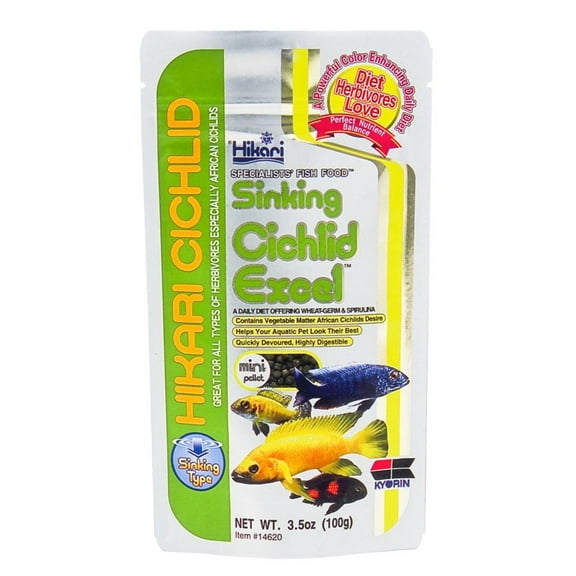 Hikari USA Cichlid Excel Sinking Pellets Fish Food, 3.5 oz, Mini
