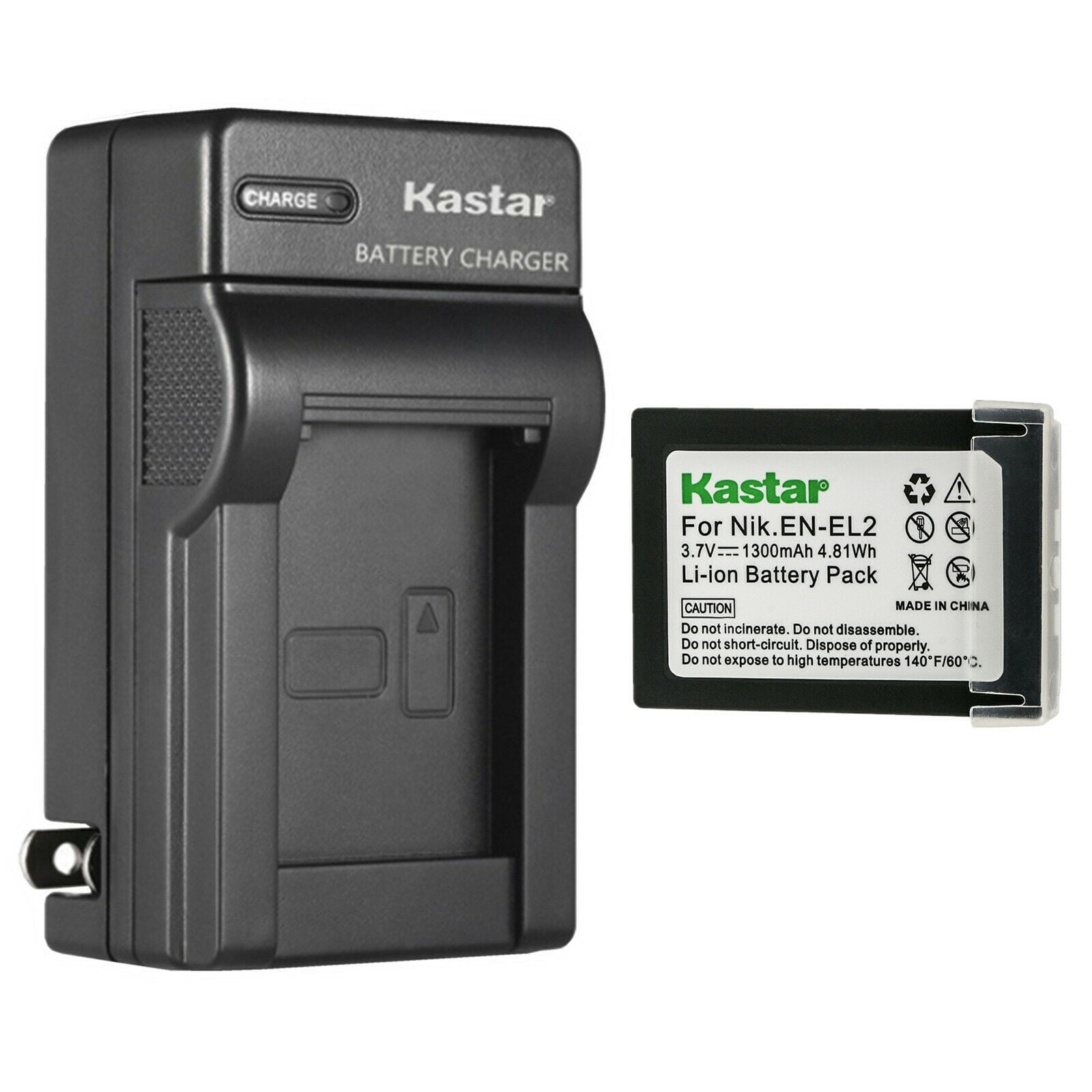 Kastar 1-Pack Battery and AC Wall Charger Replacement for Nikon EN-EL2 ENEL2 EL2 Battery Nikon MH-60 Charger Nikon Coolpix 2500 Nikon Coolpix 3500 Nikon Coolpix SQ500 Digital Cameras