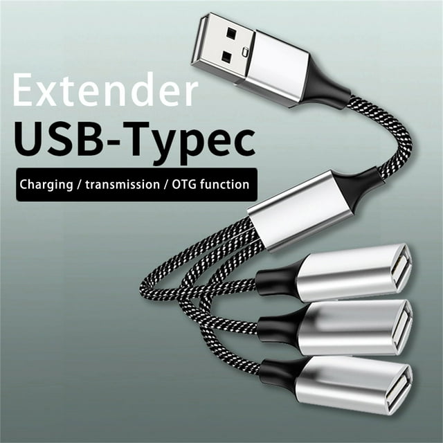EGNMCR USB Splitter Cable OTG 4 USB Splitter Adapter USB 2.0 Power Cord Extension For Charging/Data Transfer Extra Multi Split Data Port Adapter For Laptop/Car Hub Hub