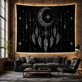 thumbnail image 6 of Crescent Moon with Beaded Feathers and Star, Dreamy Boho Style for Astrology Fans, Celestial Wall Decor Housewarming Gift, Tapestry Wall Hanging for Bedroom and Dorm, 6 of 7