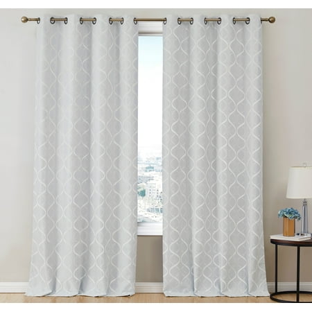 

Versailles Lattice Flocked Blackout Grommet Curtain Panels