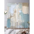 thumbnail image 3 of Abstract Color Block Sheer Curtains for Living Room Bedroom, Light-filtering Sheer Curtain, Blue Geometric Oil Painting Art Rod Pocket Voile Window Treatment Drapes, 52’’Wx84’’L, 2 Panels Set, 3 of 7