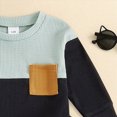 thumbnail image 5 of HCNTES Toddler Baby Boy Clothes 9 12 18 24 Month 2T 3T Fall Winter Outfit Waffle Knit Contrast Color Long Sleeve Sweatshirt Elastic Waist Pants Sets 2pcs, 5 of 6