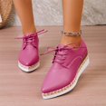 thumbnail image 7 of Women's Casual Loafers, Soft Soled Middle Heels Shoes, Versatile Indoor Outdoor, Adjustable Lace-Up, Comfortable All-Day Wear, Trendy Espadrille Detail, Perfect for Work and Weekend Hot Pink B, 7 of 7