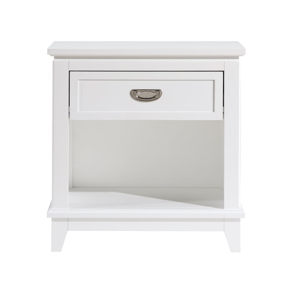 Nmkwnr 1 Drawer Nightstand with Bottom Shelf, Wood Beside Table for Living Room, Bedroom, White