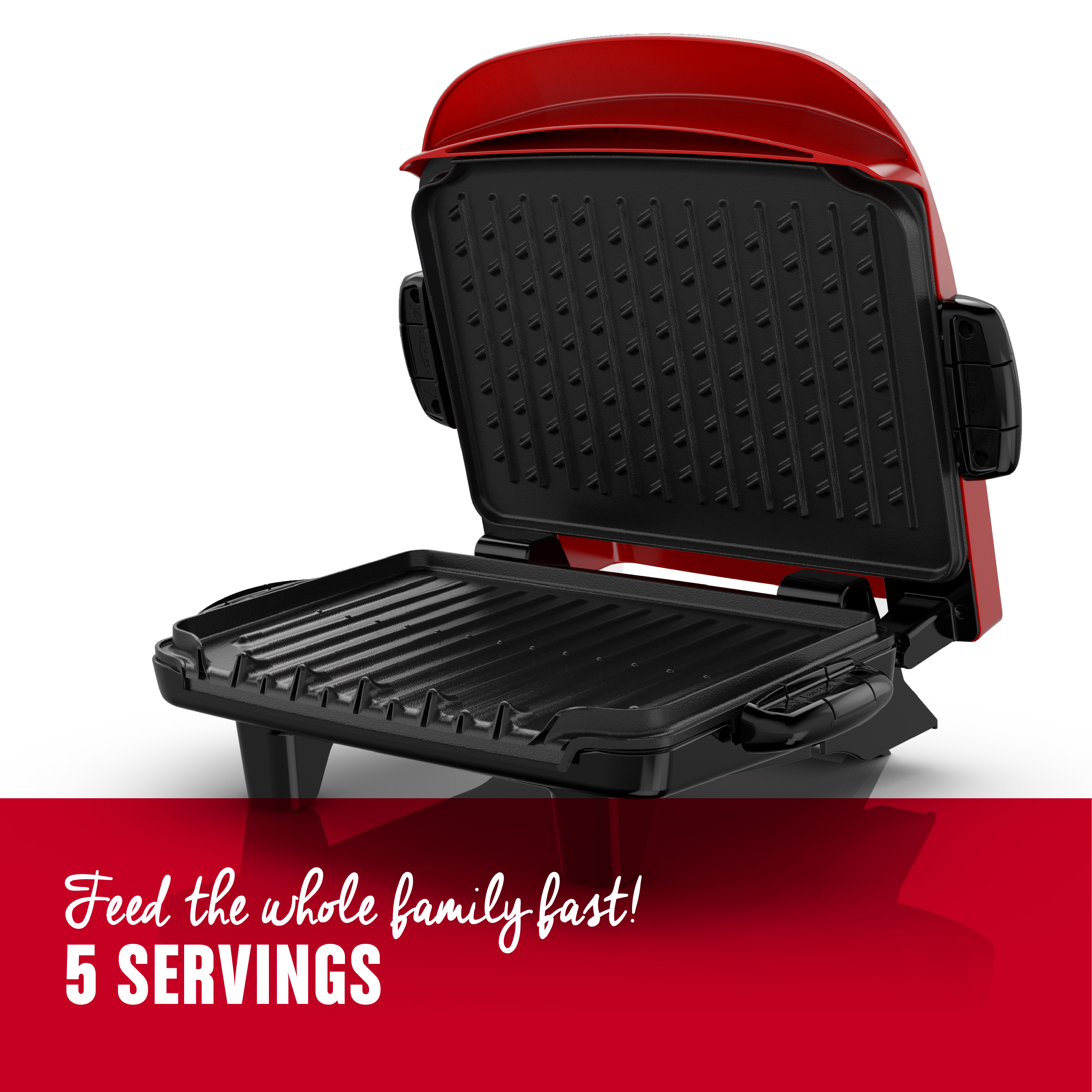 George Foreman 5-Serving Removable Plate Grill and Panini Press, Red, GRP2841R - image 3 of 12