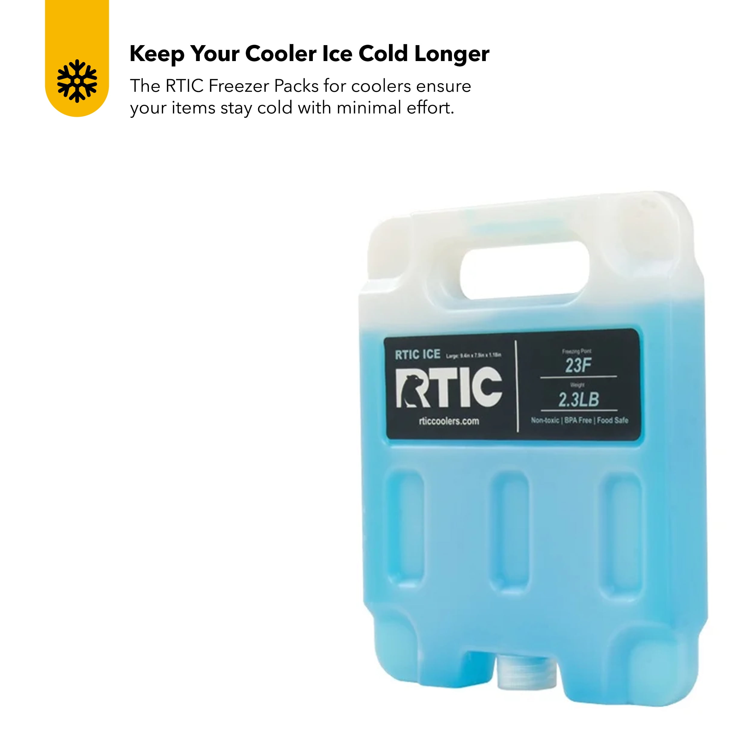 RTIC Refreezable and Reusable Cooler Ice Pack with Break-Resistant Design, Large (2 Pack)