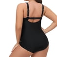 thumbnail image 3 of Traje de baño de una pieza Prolriy para mujer, nuevo traje de baño de 2024, multicolor, con tirantes, sin espalda, liso, conservador, talla grande, bikini, traje de baño para mujer, negro, XL, 3 of 8