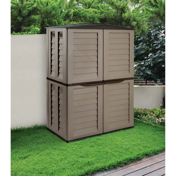 Starplast 2 Ft 5 5 In X 1 Ft 8 In X 5 Ft 11 In Plastic Mocha Brown Storage Cabinet With 4 Shelves Fg000820 The Home Depot
