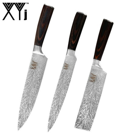 XYj New Arrived Kitchen Knives Good Quality Stainless Steel Kitchen Knives Set Color Wood Handle Chef Slicing Chopping