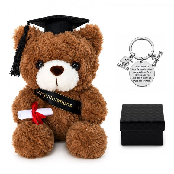 Graduation Gift Graduation Bear Inspirational Keychain for Middle High School University College Graduates Black