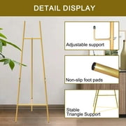 G TALECO GEAR Gold Easel Stand for Sign, Picture Display Stand, Art Easel for Painting, Wedding, Poster, Lightweight Metal, Adjustable 3-Tier, 53.6in