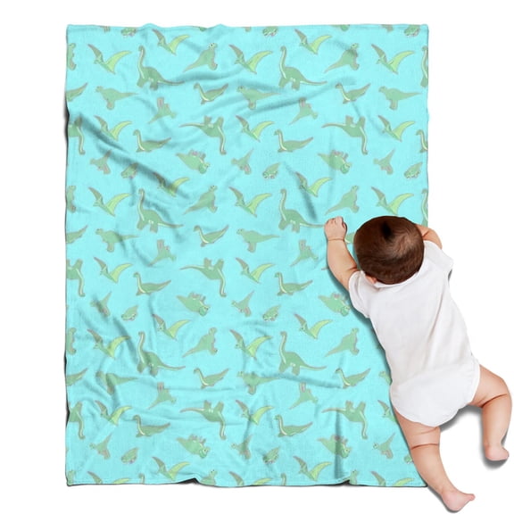 LightBlue Cartoon Dinosaurs VariedShapes Pattern Blanket,Comfortable Soft Flannel Throw Blanket,All Season,Warm Lightweight Blankets for Sofa Bed Couch Living Room Chair,30"x40"