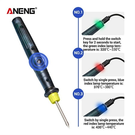

MIARHB Portable USB Soldering Iron Pen 5V 8W Mini Tip Button Switch Electric Powered