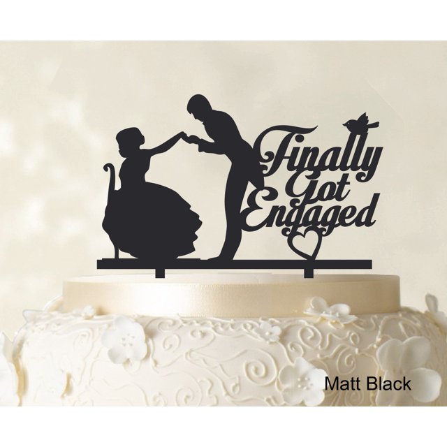 Finally Got Engaged Couple Cake Topper Wedding Cake Topper Color Option Available 6-8 Inches Wide