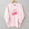 thumbnail image 4 of hxobax Pink Sweatshirt for Womens Fleece Pullover Tops Cute Cherry Bow Sweatshirts Jumper for Teens, 4 of 7