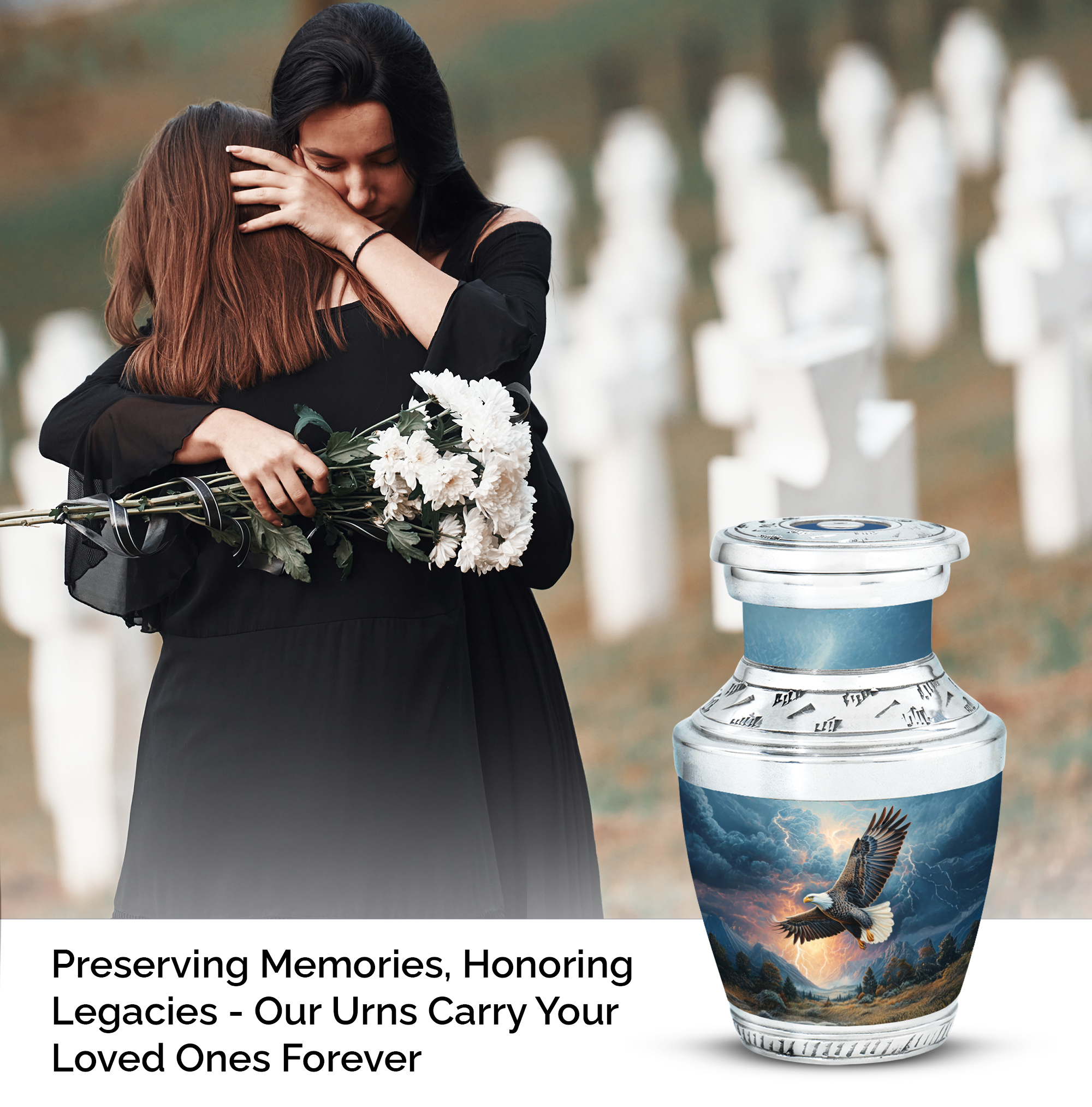 SABURIAL Eagle Urn - Keepsake Burial Urns For Ashes Adult Women - Decorative Urn For Male & Female - Funeral Urns - 3 Inch
