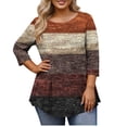 thumbnail image 2 of Hfnxid Plus Size Tops for Women 3/4 Sleeve Loose Fit Shirts Fashion Graphic Flowy Blouse Summer Comfy Breathable Going Out Vacation Top Brown XL, 2 of 6