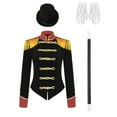 thumbnail image 3 of TiaoBug Womens Circus Jacket Coat Magic Show Outerwear Party Cosplay Costume with Accessories Set Black XXL, 3 of 7