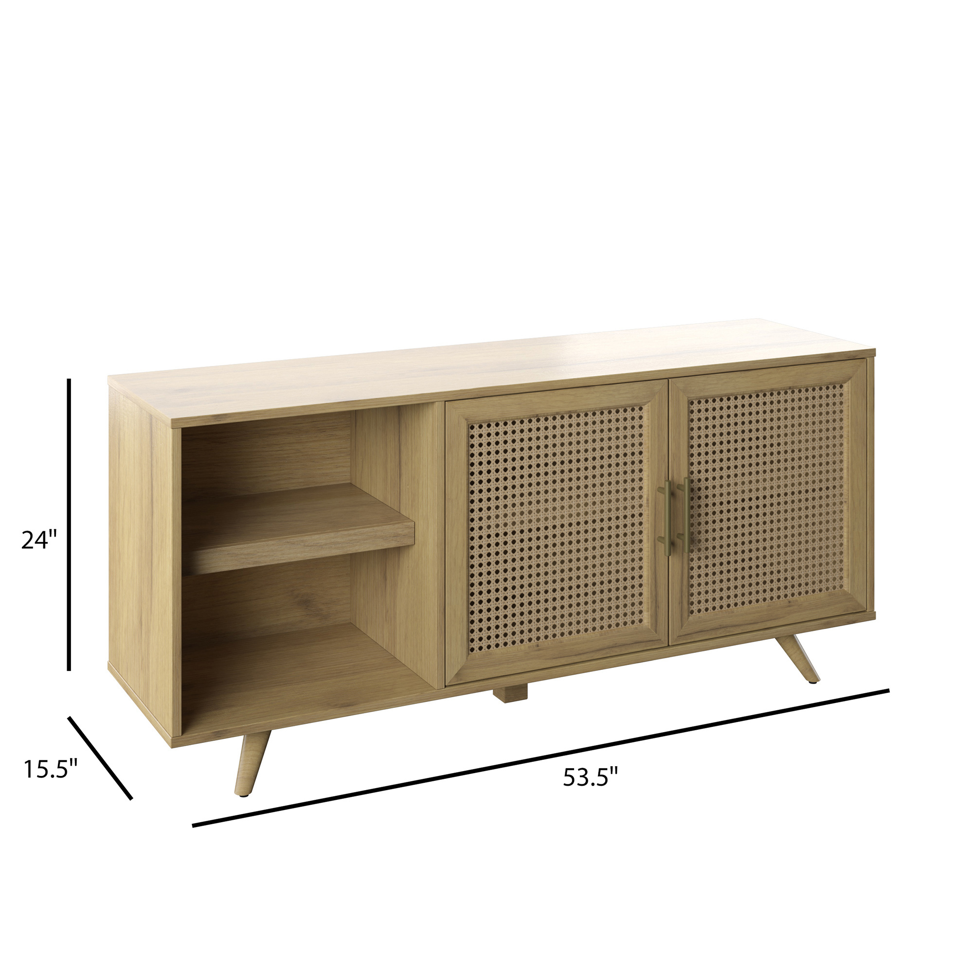 Twin Star Home Rattan TV Stand for TV's up to 60" in Campbell Oak