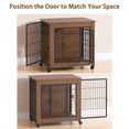 thumbnail image 3 of SAYGOGO Dog Crate Furniture, Double-Doors Kennel Indoor with Sliding Latches and Brake Wheels, End Table Dog Crate for Small Dogs,Wooden, 3 of 7