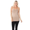 thumbnail image 3 of Women Basic Seamless Slim Fit Longline Undershirt Spaghetti Camisole Tank Top with Adjustable Straps (Ash Mocha, LXL), 3 of 3