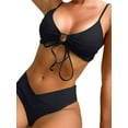 thumbnail image 2 of Arvbitana Women 2Pcs Solid Color Bikini Swimsuits Set Sleeveless V Neck Lacing Bra + Low Waist Briefs Summer Sexy Bathing Suit Swimming Beachwear, 2 of 6