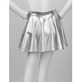 thumbnail image 5 of Hansber Kids Girls Metallic Shinny Skirts Pleated Dance Athletic Skater Skorts Mini Skirt High Waist Silver 16, 5 of 7