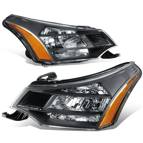 DNA Motoring For 08-11 Ford Focus Coupe Sedan Factory Style Black Amber Corner Headlight Lamps Pair