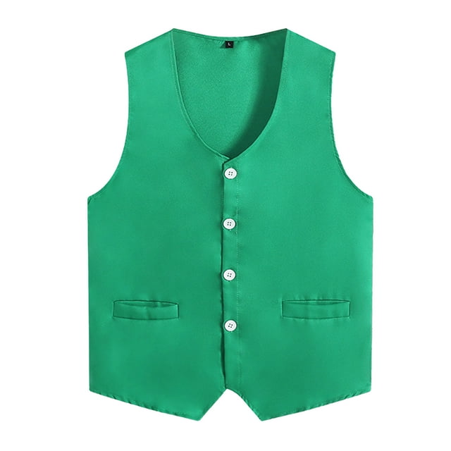 Runhomal Kids Boys Girls Volunteer Waistcoat Activity Vest Solid Color Party Costume Uniform Green S/10