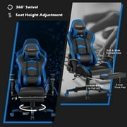 Goplus Office Massage Gaming Chair Reclining Swivel Racing with Footrest Blue