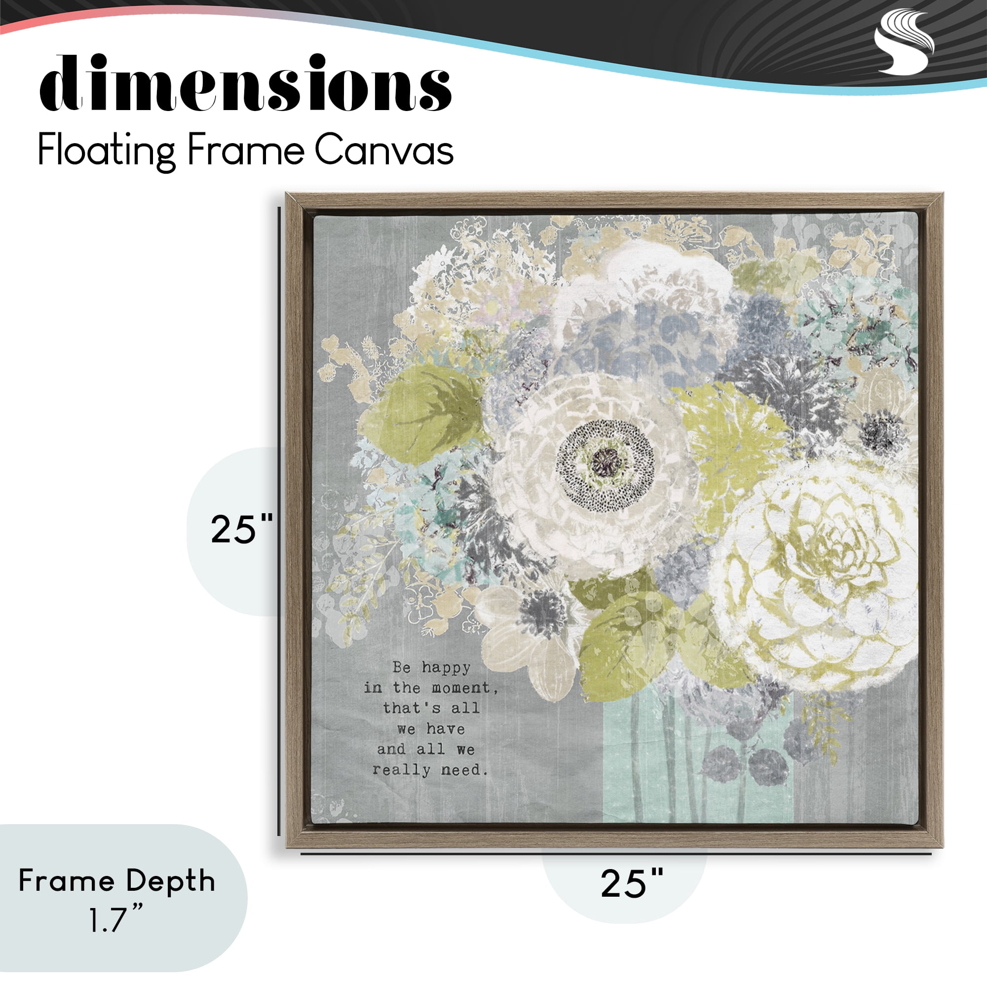 Stupell Industries Happy In The Moment Brown Framed Floater Canvas Wall Art, design by Suzanne Nicoll