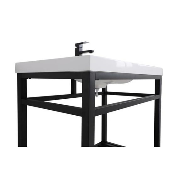 36 in. Single Bathroom Metal Vanity, Black