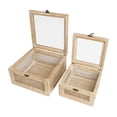 thumbnail image 6 of DecMode Light Brown Wood Decorative Box with Rattan Panels and Glass Tops, 2 Count, 6 of 12