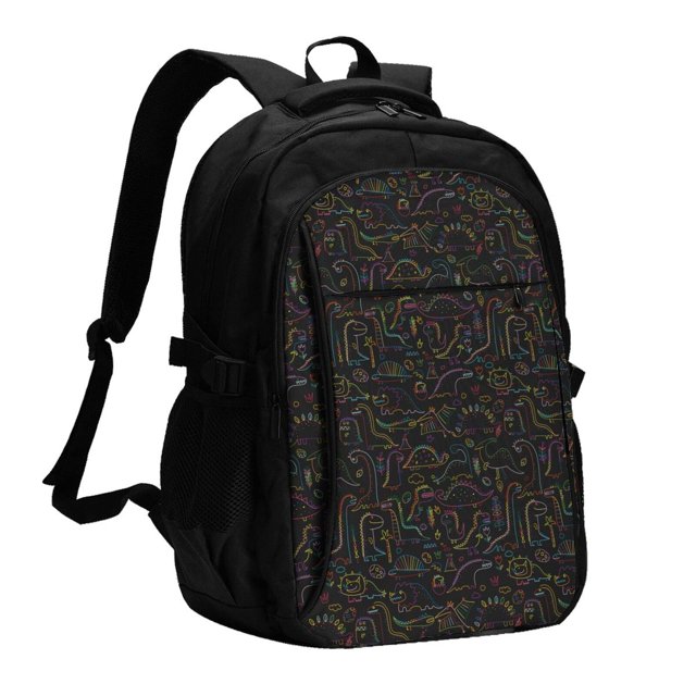Fotbe Doodle Dinosaur Mochila con Estampado y Puerto USB para Hombre y Mujer, Mochila Antirrobo, Mochila de Viaje, Mochila Escolar, Mochila Universitaria