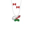 thumbnail image 2 of Delight Jewelry Silvertone Horseshoe with Clear Crystal Christmas Kiss Charm Necklace and Stud Earrings, 2 of 4