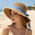 thumbnail image 2 of Gyujnb Wide Brim Bow Sun Hat for Beach Summer Travel Hat, 2 of 9