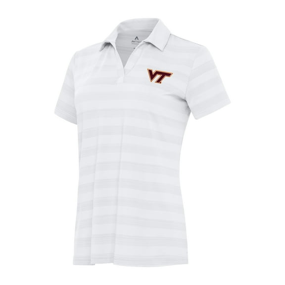 Women's Antigua White Virginia Tech Hokies Tunnel Polo