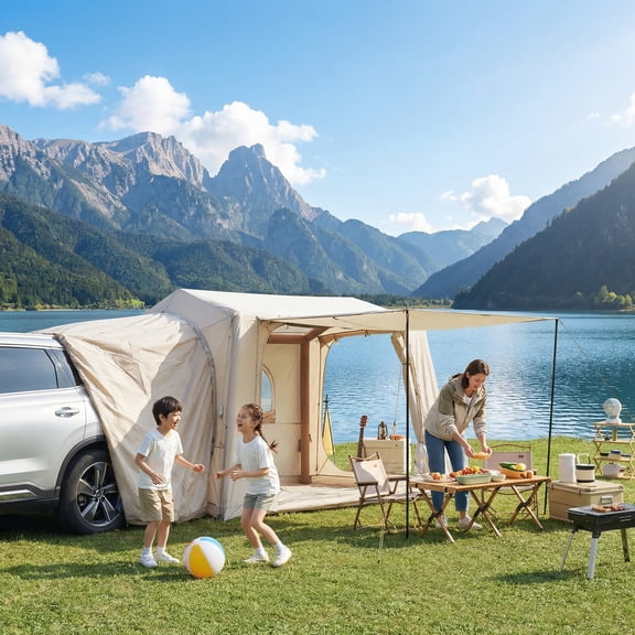 4-8 Person Inflatable Camping Tent 4 Season SUV Tailgate Tent Standalone Tent, Waterproof Oxford Air Glamping Tents For Family Camping,Outdoor