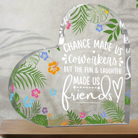Heart-Shaped Acrylic Keepsake With Floral Design - Friendship Birthday Gift For Bestie Coworker Friendship Paperweight For Home Office Desk Diy Handmade Materials