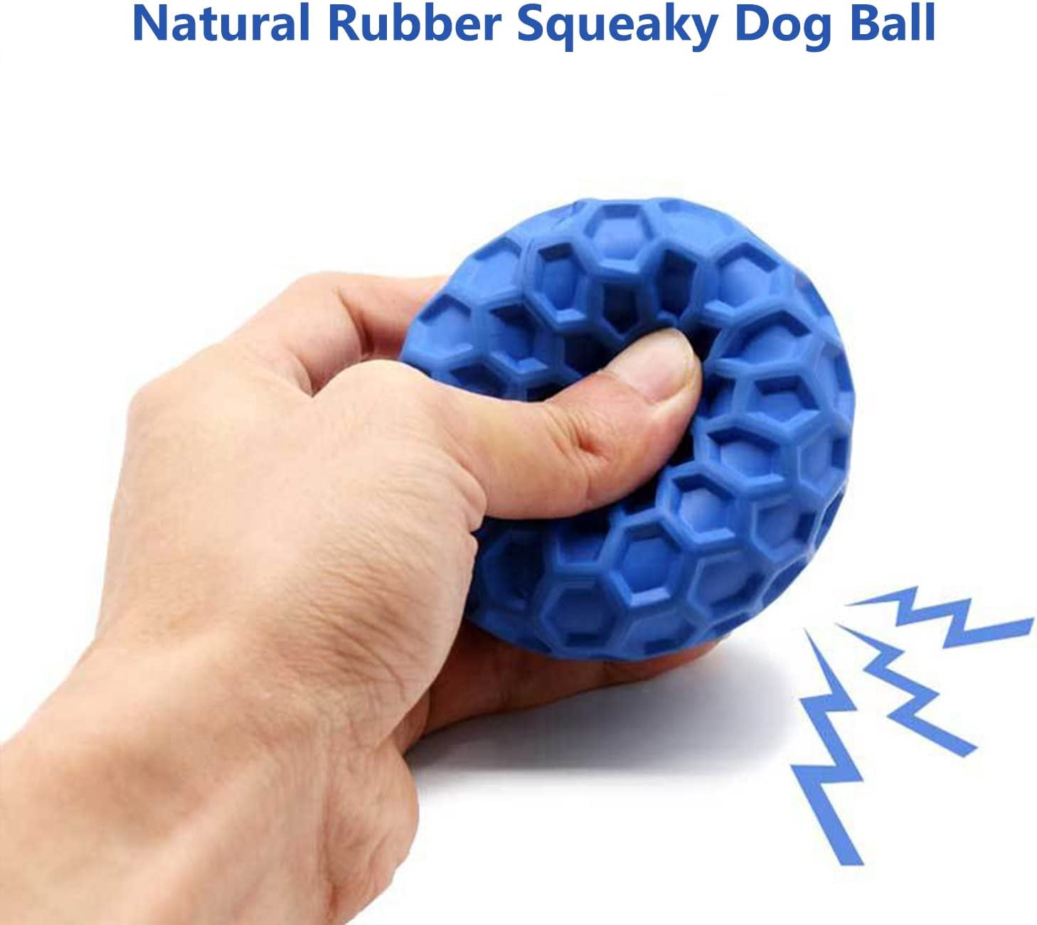 Dog Squeaky Ball Toys for Aggressive chewers 2 PCS Large Breed Balls Interactive Dog Ball Toy Tough Durable Stick Non-Toxic Natural Rubber (Dark Blue)