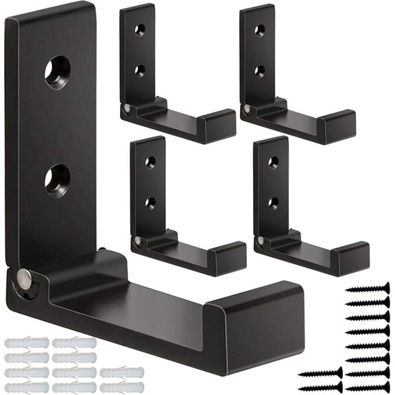 Folding Coat Hooks, 5Pcs Wall Hooks for Hanging Coat Towel Hooks Hardware Heavy Duty Aluminum Alloy Headphone Holder No Rust Wall Mounted with Screws for Bags Fitness Equipment