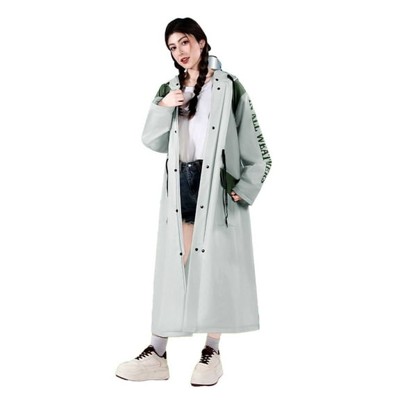 Women's Long Trench Anorak Windproof Raincoat Hooded Outdoor Windbreaker Coat for All Seasons