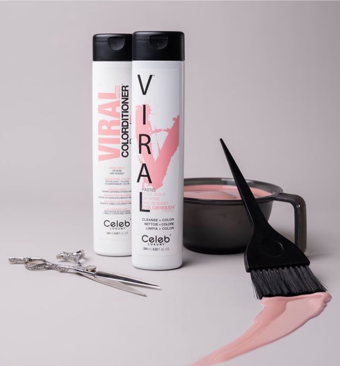 Celeb Luxury Viral Pastel Rose Gold Colorwash Professional Hair Coloring Tool Kit