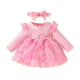 thumbnail image 2 of Fozruso Girls A-Line Dresses Net Sleeveless Dress With Headband Fashion Ribbed Jumpsuit For Baby Toddler Girls Party Occasion Sizes 12-18 Months, 2 of 7