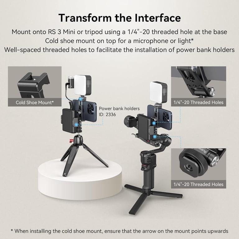 Support Téléphone Universel SMALLRIG 4301 - Compatible DJI Stabilisateurs - Réglage 180° - Porte Cold Shoe - Charge 500g